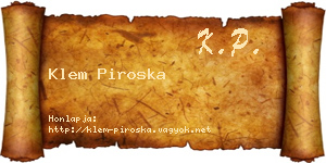 Klem Piroska névjegykártya